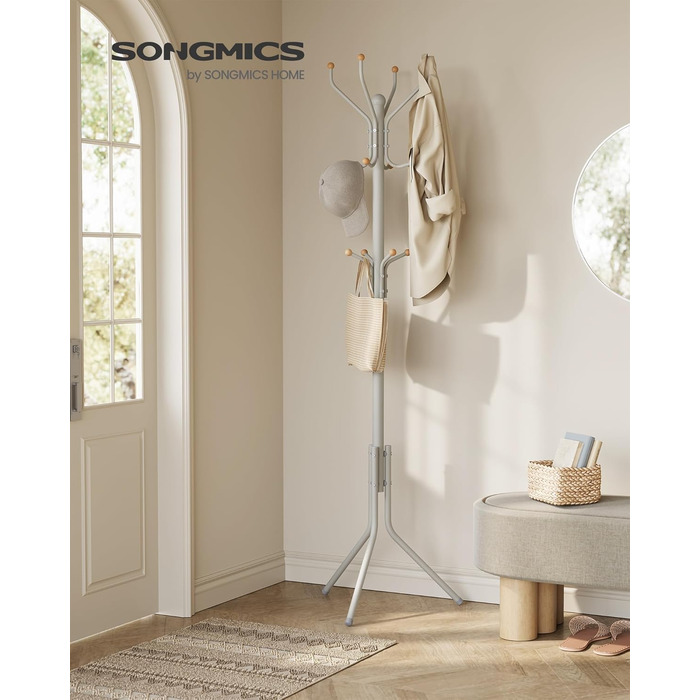SONGMICS 182 cm Height Wardrobe Rack Stable Metal Clothes Rack Wardrobe, white, RCR19W (49 x 49 x 182H cm, Cappuccino Beige)