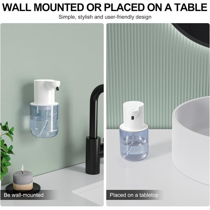 Автоматичний дозатор мила Cuteefun, 400 мл, сенсорний, індикатор заряду, 4 рівня дозування, для ванної/кухні, чорний