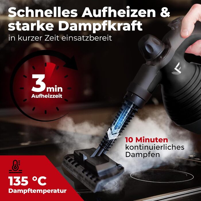 Neighbour's Friend® Steam Cleaner - New Model – Powerful Handheld Steam Cleaner, 3.5 Bar Pressure, 4m Cable, 350ml Tank. Handheld Steam Cleaner for Car, Workshop, Household & Window Cleaning