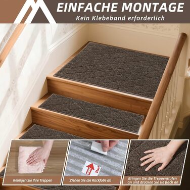 Ковзаючі сходи COSY HOMEER, 15 шт., 70 x 22 см, антиковзкі, самоклеючі, машинне прання, 100% поліестер, TPE-підкладка, для дітей, літніх людей та домашніх тварин, сірий та білий