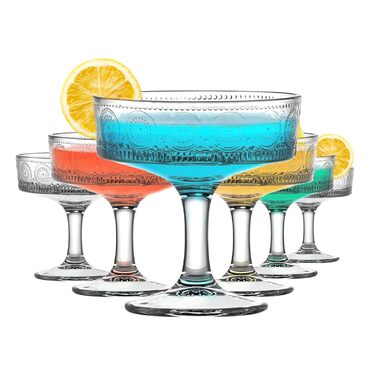 Набір келихів для коктейлів, 6 шт., 200 мл: келихи для еспресо, мартіні, купе для коктейлів, вечірок, Манхеттен, барні келихи