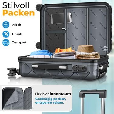 Набір валіз KESSER® 4 шт. | Валізи з ABS, кодований замок, вага валіз, органайзер для подорожей, 360° колеса | Ручна поклажа та великі валізи для бізнесу та подорожей, сірий колір