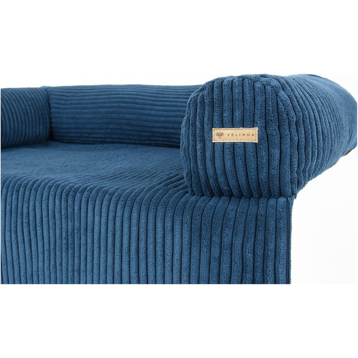 Ліжко для собак Velinda: м'яке диван-ліжко, захист дивану від бруду, темно-синій (Cord)