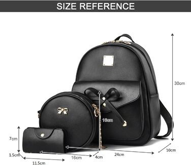 Жіночий рюкзак з PU шкіри: стильний, для подорожей, школи, роботи. Набір чорного кольору