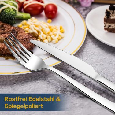 Набір столових приборів Herogo 36-piece (36 шт.) для 6 осіб: набір столових приборів з нержавіючої сталі з ножами для стейку, виделки, ложки для дому, ресторану, безпечний для миття в посудомийній машині (квадратний)