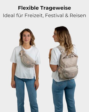 Чоловіча та жіноча поясна сумка Johnny Urban Jimmy 2в1 - рюкзак, водонепроникна, для фестивалів, багатофункціональна (пісок)