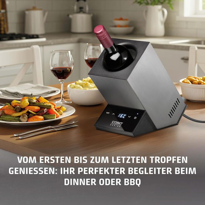 CASO WineCase One Black - Single Bottle Wine Cooler with Stainless Steel Housing