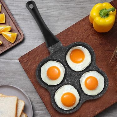 Dekaim Non-Stick Frying Pan, Anti-Stick Aluminum Pan for Breakfast, Pancake Pan, Fried Egg Pan, 4-Hole Pancake Pan Omelet Egg Pan Skillet Breakfast Maker Kitchen Gadget