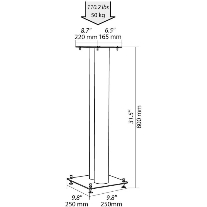 Підставка для дифузорів NorStone Stylum 3, 80 см, білий матовий, 820 x 285 x 105 мм