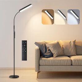 LED торшер Ehaho з димеруванням, чорний | Лампа для читання з пультом дистанційного керування | Тепле, нейтральне, холодне біле світло | Сучасний торшер для спальні, вітальні, офісу