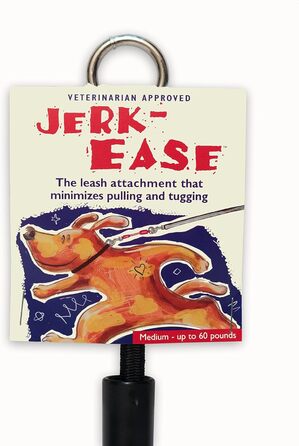 JERK-EASE амортизатор для повідка середній (до 27 кг), чорний — банджі-подовжувач для собак, патентований демпфер, підходить для будь-якого повідка, нашийника чи шлейки, ідеально для рулеток
