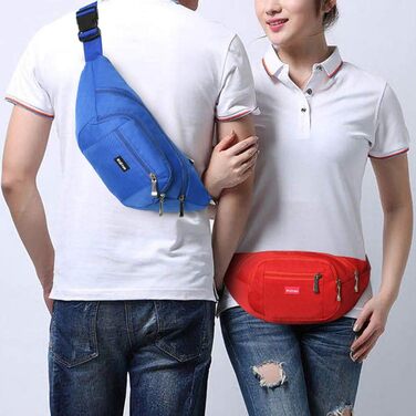 Водонепроникна поясна сумка, сумка на пояс, спортивна сумка на стегно для жінок та чоловіків, 3 кишені на блискавці, для туризму, відпочинку, спорту, червона