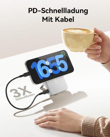 Магнітний Power Bank для MagSafe 12000mAh 22.5W з PD, LED-дисплеєм та USB-C для iPhone 17/16/15/14/13/12 Pro Max, білий
