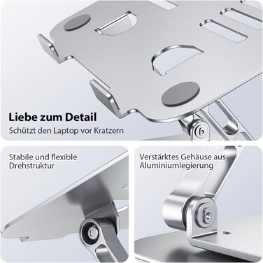 Підставка для ноутбука CreaDream, алюміній, 360° обертання, регульована, для 10-17