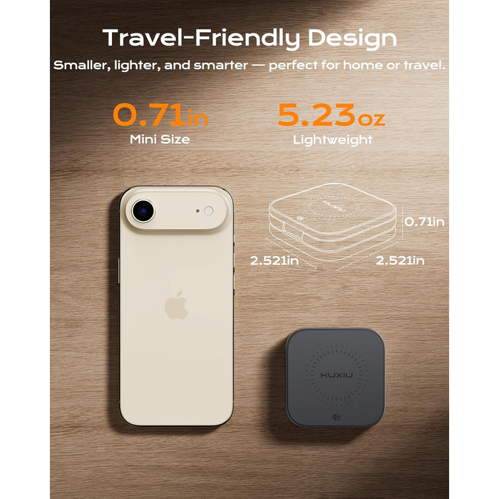 Бездротова зарядка 3-в-1 KU XIU X40 Turbo Qi2.2 25W для iPhone 15/14/13/12, Apple Watch, AirPods, з адаптером GaN 45W, сіра