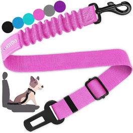 COOYOO Dog Safety Belt - Retractable Dog Car Harness with Elastic Bungee Buffer - Adjustable Nylon Pet Seat Belt for Car - Pink