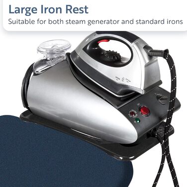 Гладильна дошка Minky Extra широка з підставкою для парогенератора, чорна HH40707103K