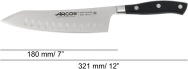 Ніж Arcos Riviera Santoku 180 мм з нержавіючої сталі з ручкою з POM - чорний