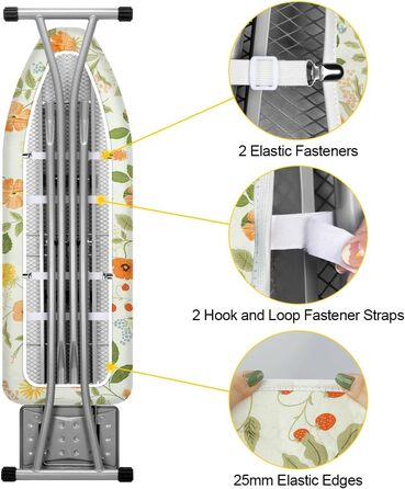 Покриття для прасувальної дошки Philorn 120x40 см для парогенератора, з тепловим відбиттям та функцією швидкої прасування, з сіткою та гумкою, підходить для прасувальних дошок 38-45 см x 130-140 см (світло-зелений)