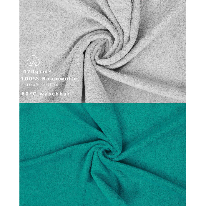 Набір рушників Betz 10 предметів, преміум якість, 100% бавовна, сірий та сріблястий (смарагдово-зелений та сріблястий)