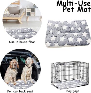 М'який флісовий плед для домашніх тварин (собаки/коти), блакитний фон з білими зірками, 89 x 68 см