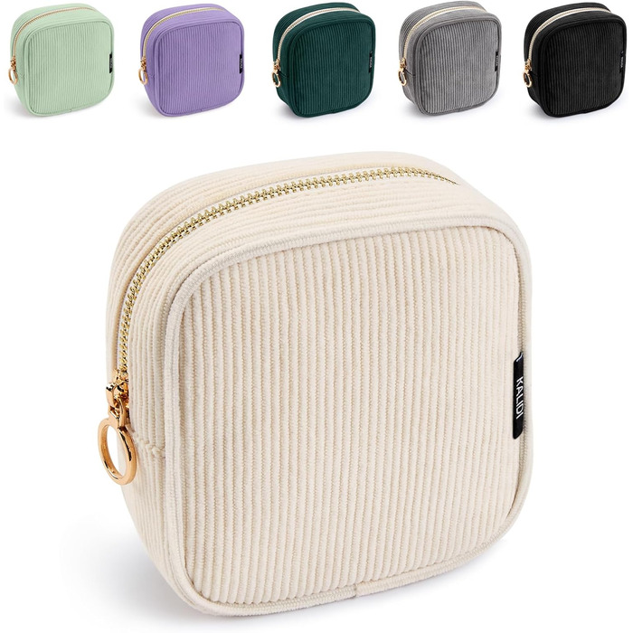 Косметичка для жінок KALIDI з корду, зелено-бежева, з відділеннями, на блискавці, для подорожей