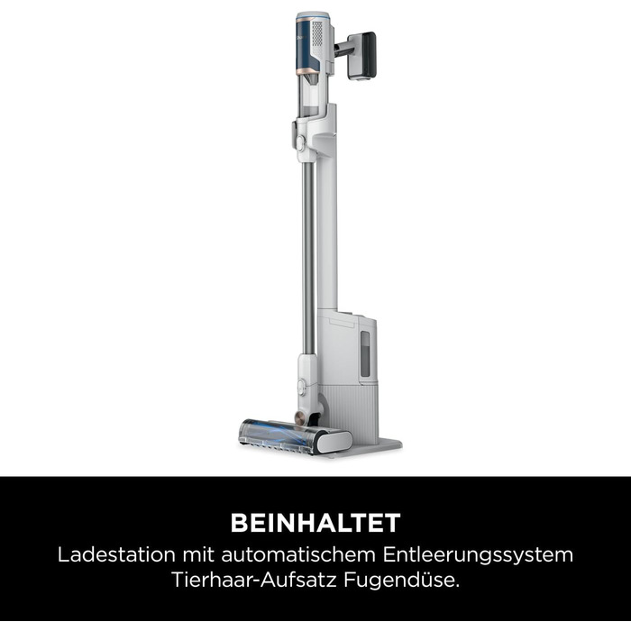 Пылесос Shark Clean & Empty с базой для автоматической выгрузки мусора, до 40 минут работы, беспроводной, самоочищающийся, для шерсти животных, ковров и твердых полов, с LED-подсветкой, тихий, белый/синий, BU3521EU