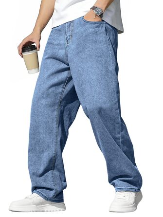 Джинси чоловічі JMIERR Baggy широкі, еластичні, вінтаж Y2K, блакитні XL