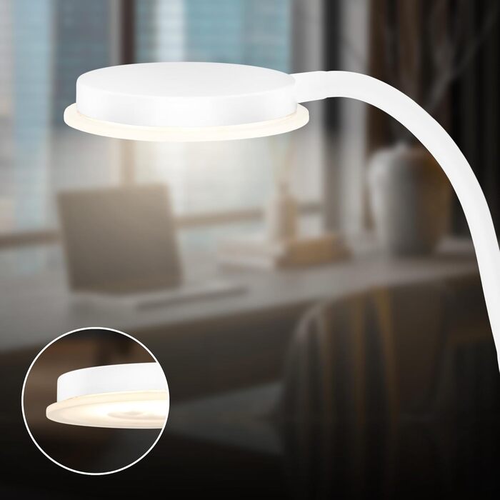 LED лампа BRILONER з торшетом, регульована яскравість, поворотна, для дому, офісу, читання, 32,5x13x40 см, (кріпиться за допомогою затискача, білий)