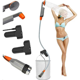 Портативна душова кабіна для кемпінгу Zooma з насосом, для відпочинку на природі та в саду, душ на вулиці, акумуляторна, оранжева (2 батареї)