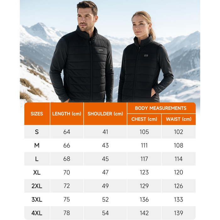 LABCOOL Тепла жилетка з підігрівом - чоловіча та жіноча жилетка з USB-підігрівом та акумулятором 10000mAh - 6-зонний підігрів з 3 рівнями температури - можна прати в пральній машині, чорний L