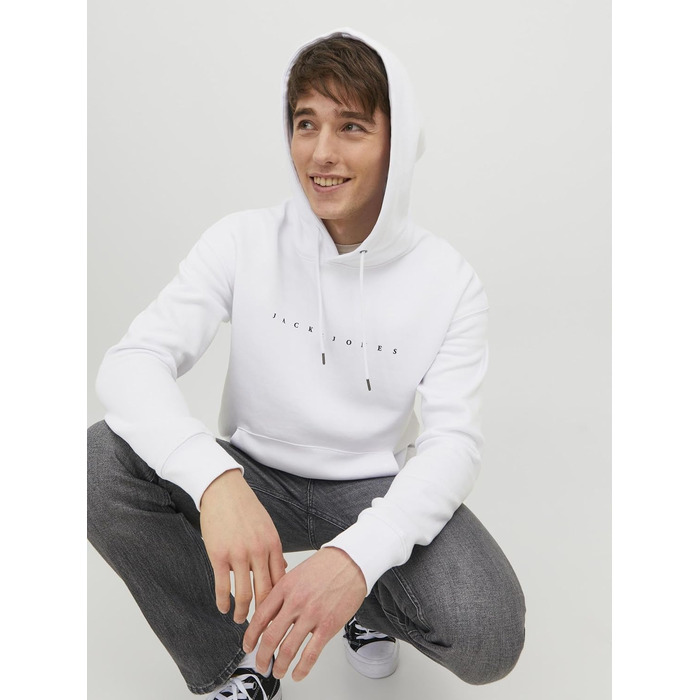 Чоловічий худі Jack & Jones JJESTAR білого кольору, Relaxed Fit, розмір XL