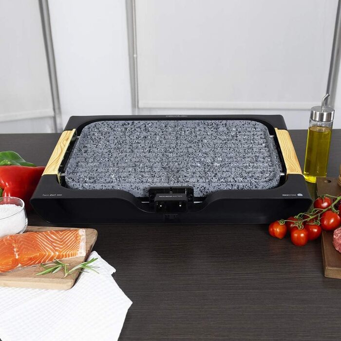 Cecotec Electric Grill Plate with Removable Parts - 1800W, Non-Stick Aluminum Teflon Coated Grill, Dishwasher Safe, Adjustable Thermostat, Large Cooking Surface