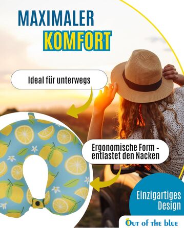 Подушка для шиї Lemons з мікрогранулятом - ергономічна подушка для подорожей (30x30 см)