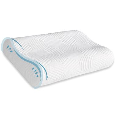 Ергономічна подушка для шиї та голови LAMB з ефектом пам'яті (Memory Foam), регульована висота, для сну на боці, з мийним чохлом, 50x36x10/8 см, біла