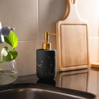 Дозатор для мила JJ PRIME керамічний, 400 мл, чорний, для ванної/кухні