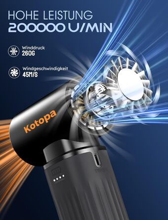 Електричний пилосос для повітря, 3 швидкості, 200000 обертів/хв, акумулятор 8000 mAh, тихий, для чищення ПК, клавіатур, авто та зовнішнього використання (чорний)