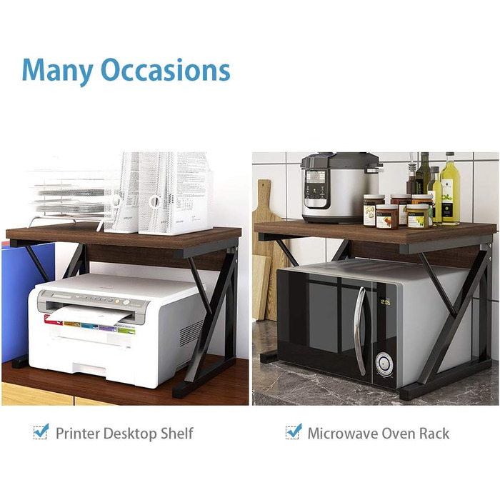 Кухонна полиця для мікрохвильової печі та тостера, органайзер для кухні (дуб/3 яруси) (чорний/2 яруси)