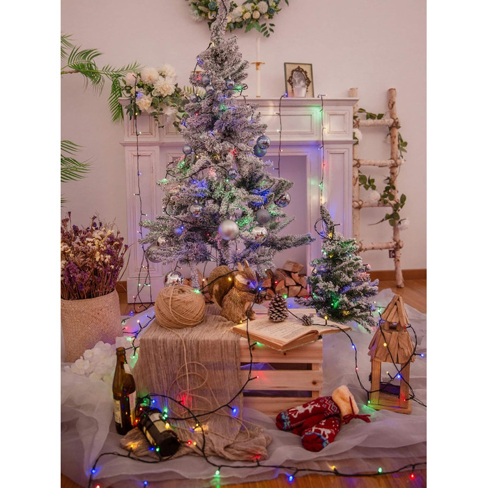LED гірлянда WISD 23м, 200 LED, багато кольорів - димувана різдвяна ілюмінація на темно-зеленому кабелі з 12 режимами, таймером та EU штекером - для прикраси ялинки, балкона, кімнати, саду. 200 LED