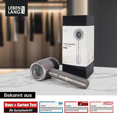 LEBENLANG Преміум Фурмувер Електричний - Фурмувер з LED дисплеєм та ліхтариком | 5 режимів, 3,5 години роботи | Для одягу