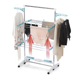 Електричний сушильний стійка EASYmaxx 900 з роликами, 9м довжини сушіння та 2 ярусами | Турбо стійка для білизни з бічними крилами та технологією повітряного потоку | 138x65x148 см