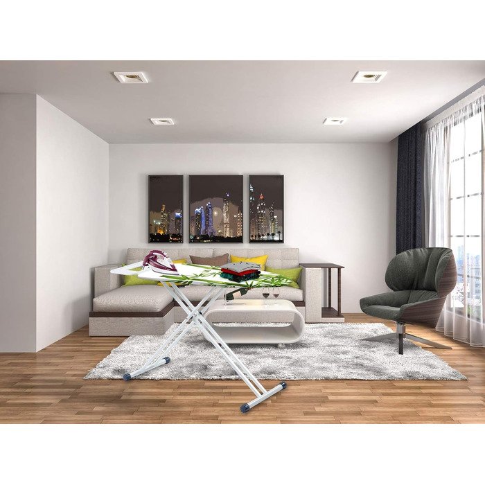 Прасувальна дошка Mabel Home з регулюванням висоти, стійка до пари, з чохлом, білий/зелений, 119,4 x 45,7 см