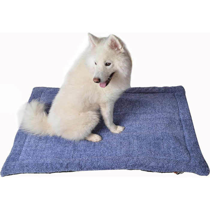 М'яка ковдра для собак та котів Raikou з плюшевою подушкою, 80x60 см, блакитний мікс (миється, не ковзає)