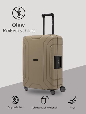 Набір валіз REDOLZ 3 шт. з жорстким корпусом | Система 3-х точкового замикання | З високоякісного поліпропілену | 4 подвійні колеса & TSA-замок | Для жінок та чоловіків (Essentials 15) (Колір: Бежевий, Розмір: M (65 см))