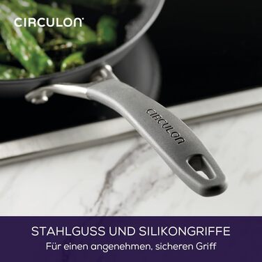 Сковорода Circulon Scratch Defense з антипригарним покриттям 25 см - індукційна сковорода з довговічним покриттям, придатна для миття в посудомийній машині та випікання в духовці, сіра