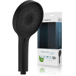SCHÜTTE Hand Shower SAMOA RAIN | Velvet Jet Technology | Showerhead with over 300 nozzles | 3 adjustable spray patterns | Anti-limescale showerhead for the shower | White (Black)