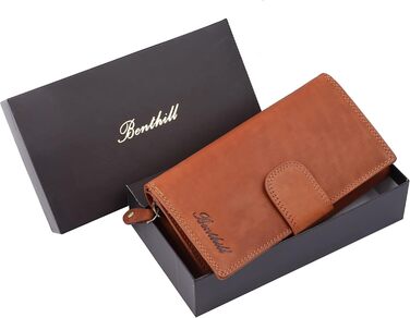 Benthill Large Wallet for Women Leather | Large Card Holder Wallet | Long Wallet with RFID Protection | Genuine Leather Women's Purse including Gift Box, Color: Brown