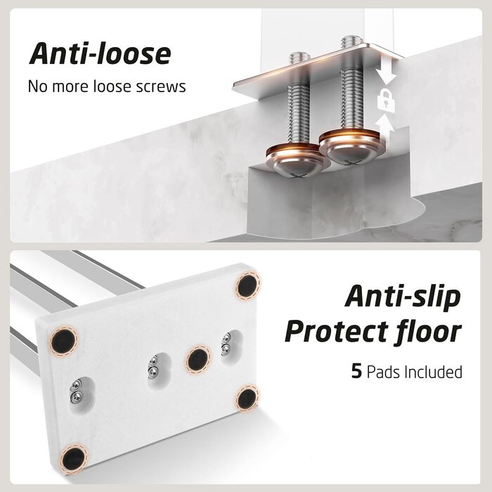 Підставка для рушників KES, вільна стоянка, 3 стійки, нержавіюча сталь SUS304, з мармуровою основою, BTH217S3-2 (полірована)