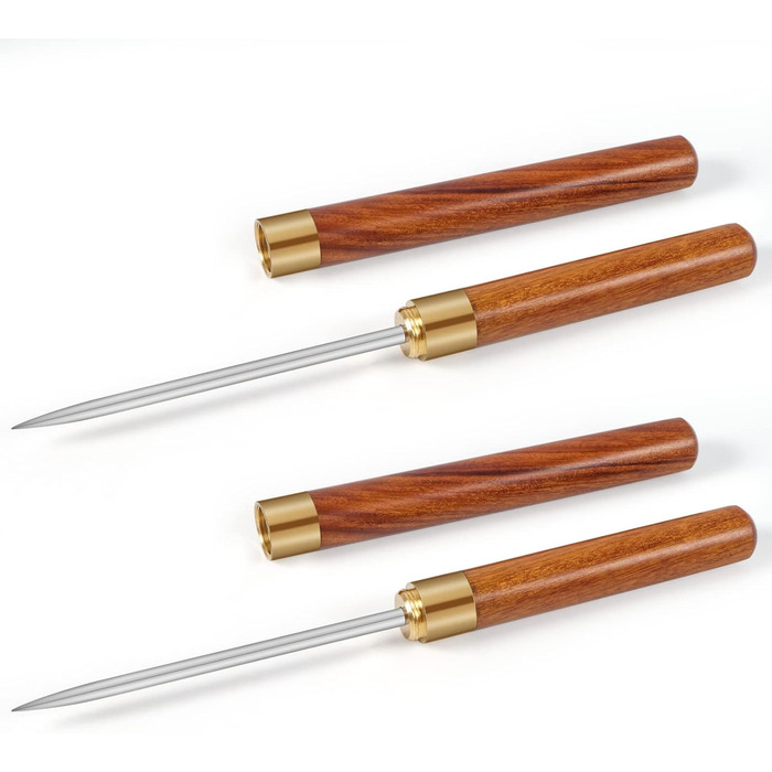 Ice Picks with Cover - 2 Pack Stainless Steel Ice Breakers, Non-Slip Wooden Handle, Ice Pick Tool, Easy to Grip, Ice Pick for Kitchen
