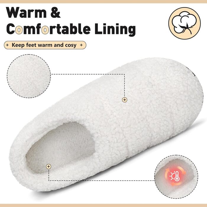 Тапочки халатні Mishansha зимові, теплий memory foam, жорстка підошва, розмір 36-47, білі